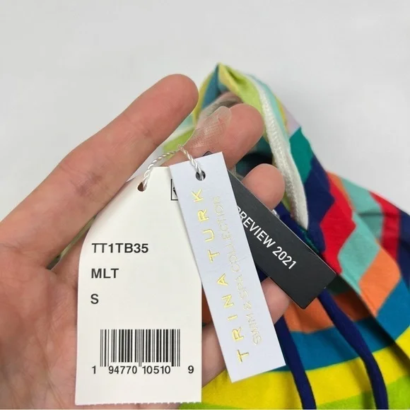 NWT Trina Turk Multicolor Aveiro Striped Scarf Coverup Dress